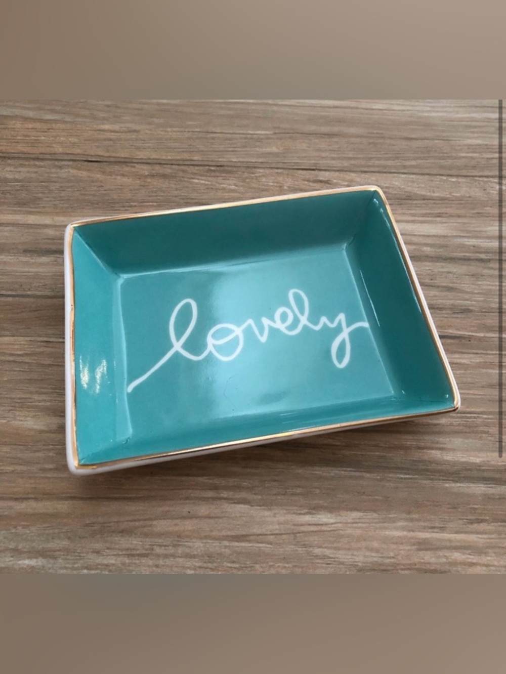 J. Crew White Jewelry Tray with Black Logo